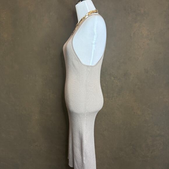 Abercrombie & Fitch Ribbed Knit Tank Bodycon Midi Dress Medium Tall MT Cream - Picture 5 of 8